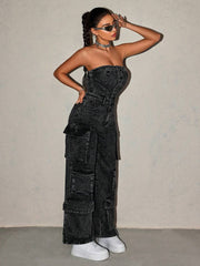 Women’s Strapless Denim Outfit