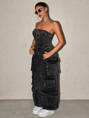 Women’s Strapless Denim Outfit