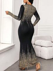 Elegant Sequin Long Party Dress