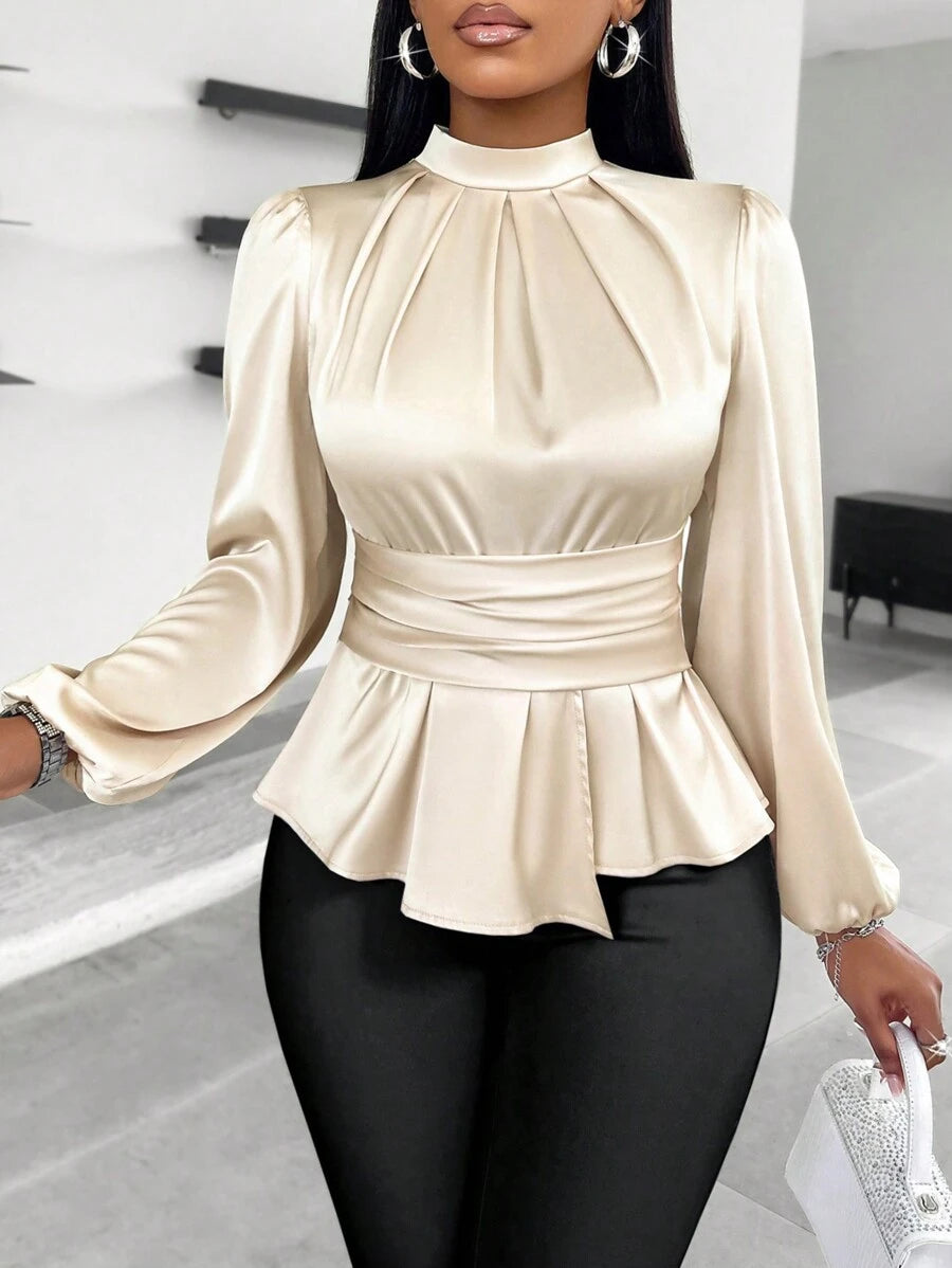 Women’s Casual Satin Peplum Top