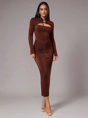Elegant Asymmetric Twist Glitter Dress
