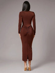 Elegant Asymmetric Twist Glitter Dress