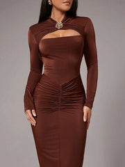 Elegant Asymmetric Twist Glitter Dress