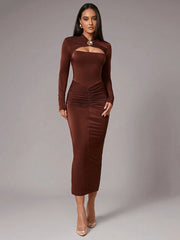 Elegant Asymmetric Twist Glitter Dress