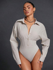 Stylish Long Sleeve Shirt Bodysuit