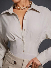 Stylish Long Sleeve Shirt Bodysuit