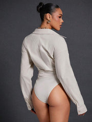 Stylish Long Sleeve Shirt Bodysuit