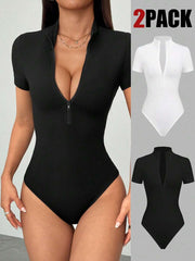 Stylish Stand Collar Summer Bodysuit