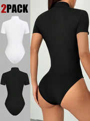 Stylish Stand Collar Summer Bodysuit