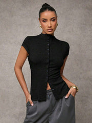 Elegant Solid Color Casual Top