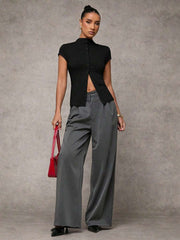 Elegant Solid Color Casual Top