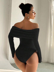 Thick Off-Shoulder Turtleneck Bodysuit