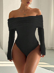 Thick Off-Shoulder Turtleneck Bodysuit